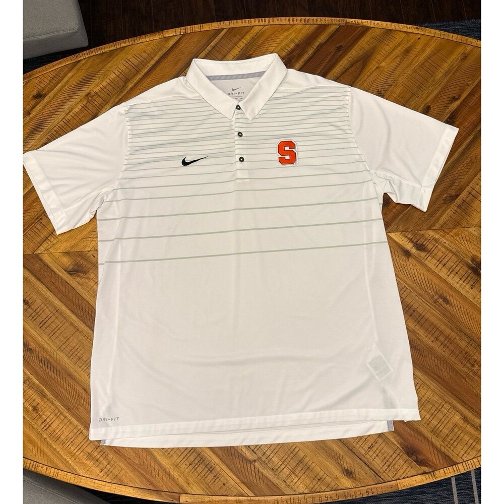Nike Syracuse University Dri-FIT Polo Shirt Men’s XXL White Golf Pickleball